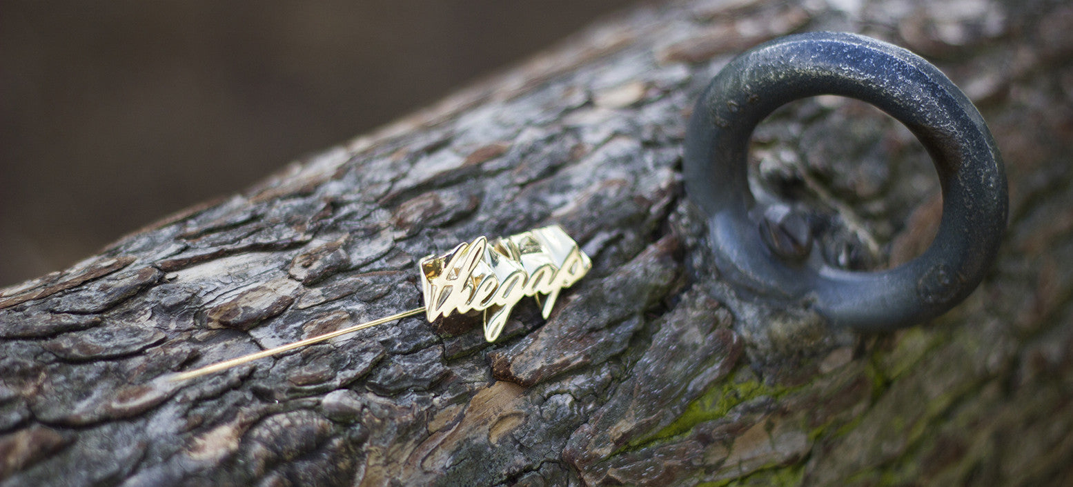 mind the gap brooch on tree
